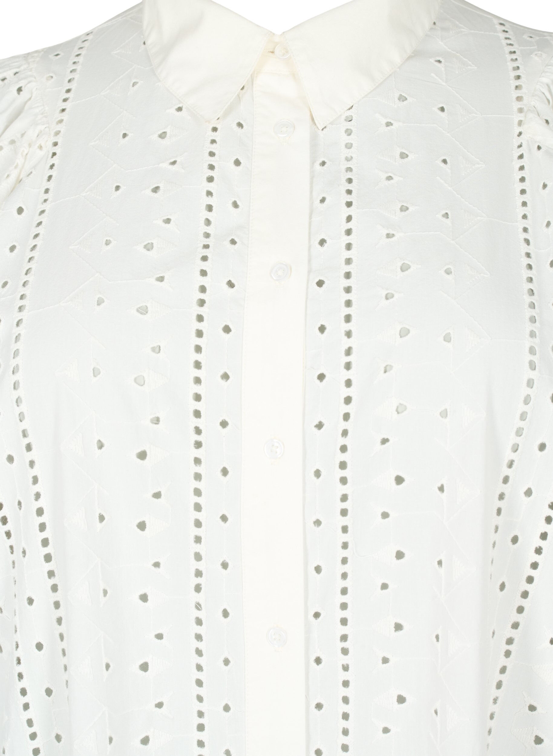 ZizziKatoenen overhemdjurk met broderie anglaise, Off White, Packshot image number 2