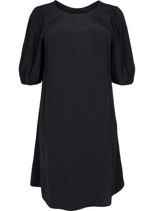 Viscose jurk met rugdetail, Black, Packshot image number 0