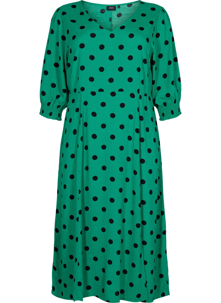 Robe midi à pois en viscose, Jolly Green Dot AOP, Packshot image number 0