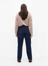 Megan jeans met normale pasvorm en extra hoge taille, Dark blue, Model
