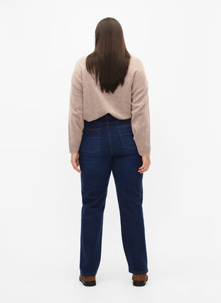 Megan jeans met normale pasvorm en extra hoge taille, Dark blue, Model image number 1