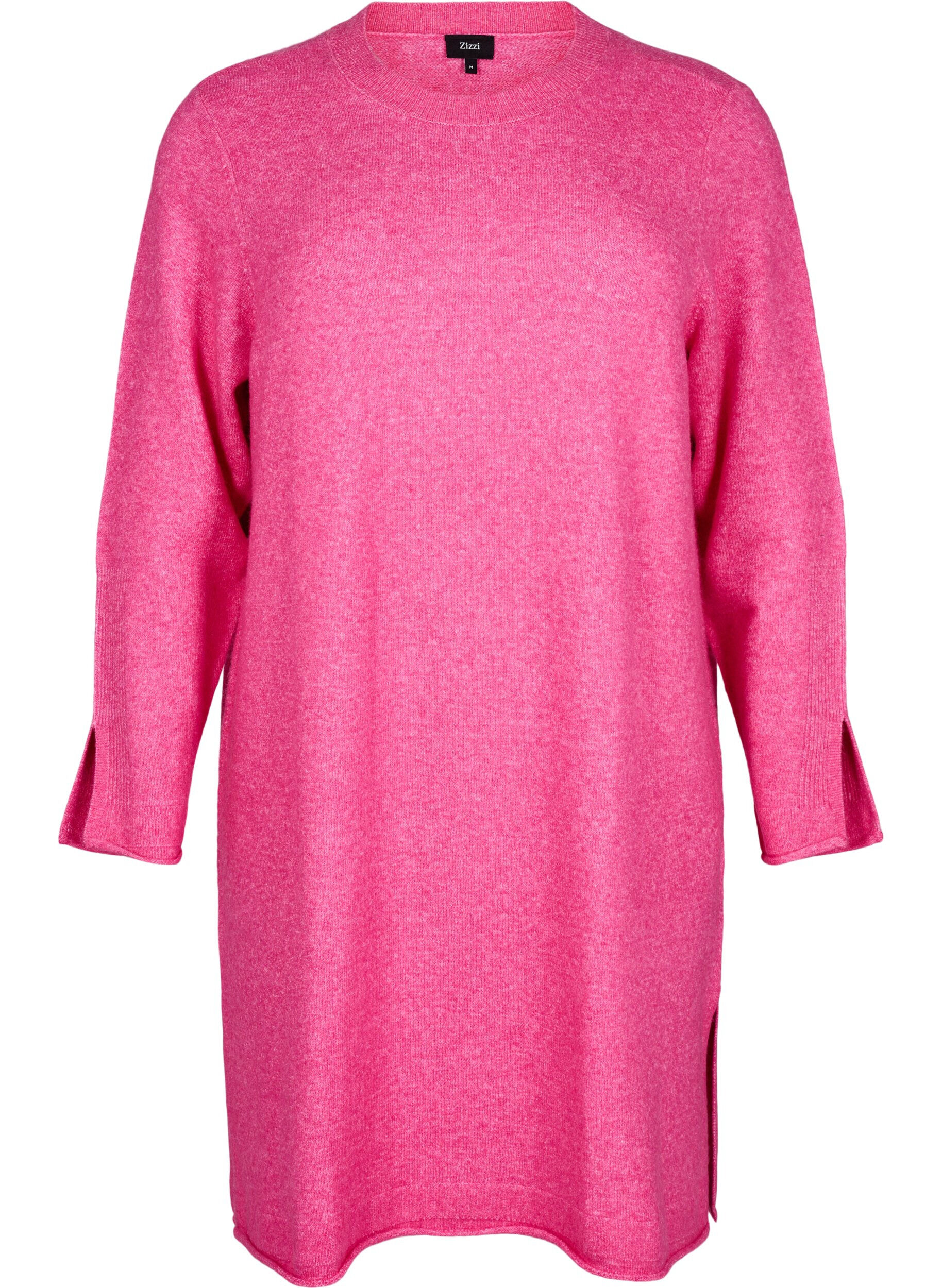 Zizzi Robe en tricot avec des fentes, Raspberry Rose Mel., Packshot image number 0