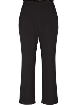 Pantalon de couleur unie et évasé, Black, Packshot image number 0
