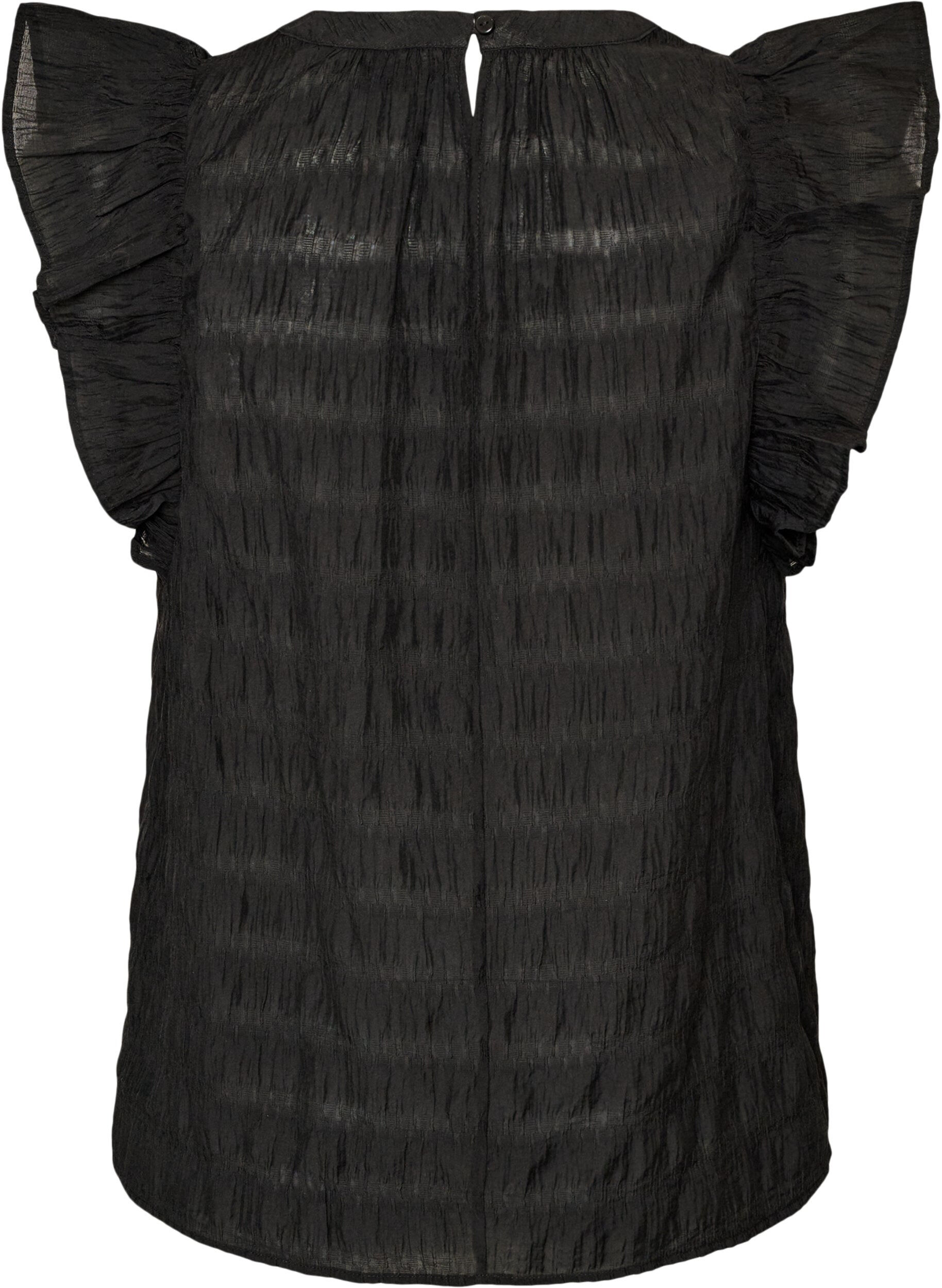 ZizziBlouse sans manches textur&eacute;e avec volants, Noir, Packshot image number 1