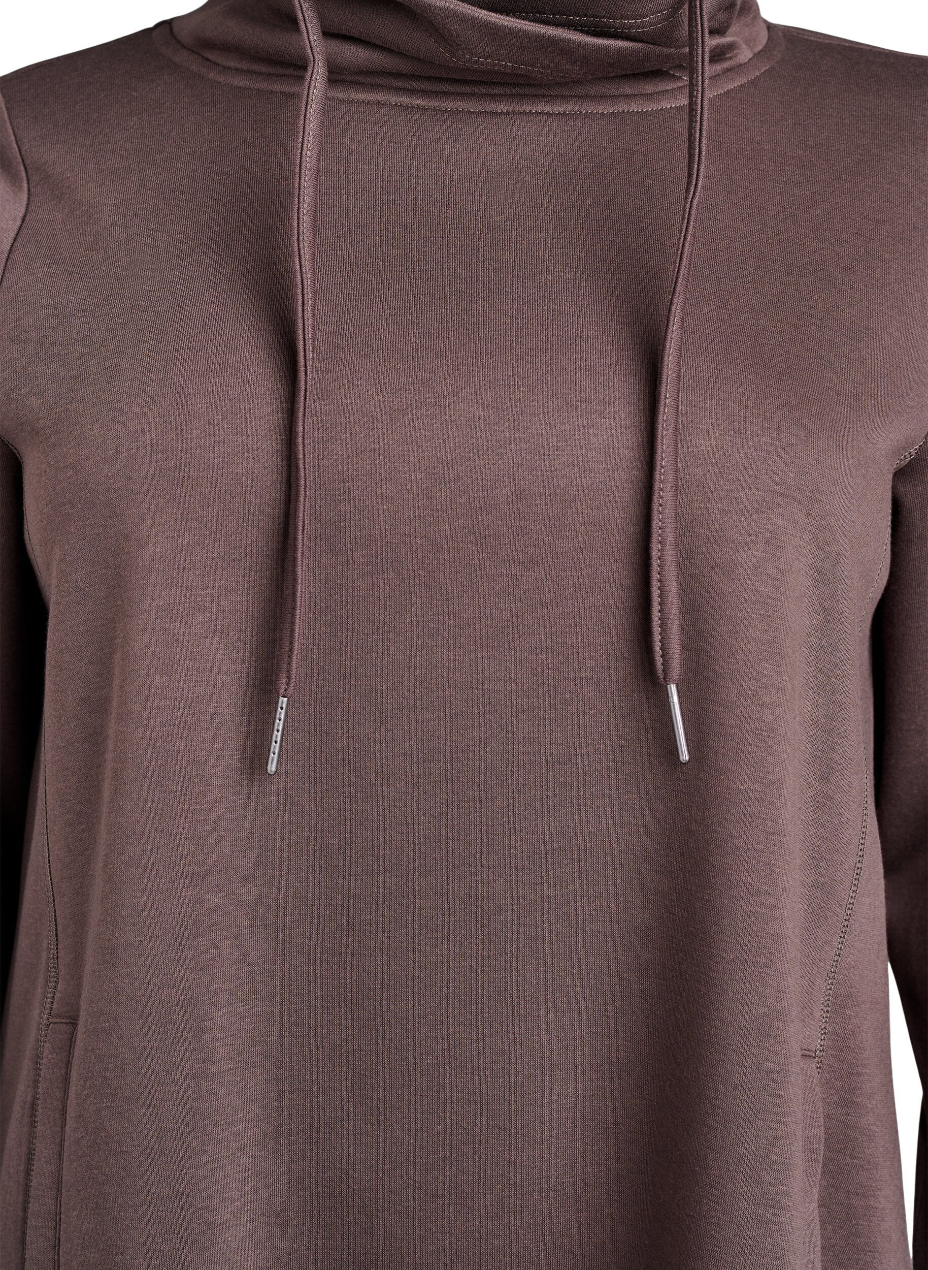 Zizzi Robe sweat-shirt courte &agrave; col montant et poches, Marron, Packshot image number 2