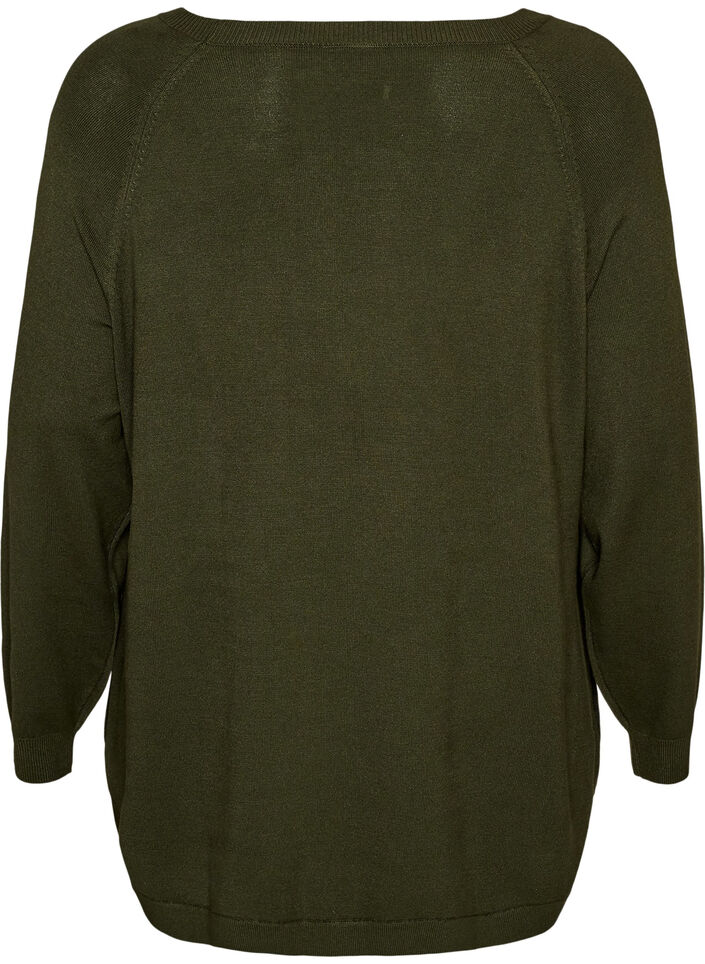 Gebreide blouse met knopen aan de zijkant, Groen, Packshot image number 1