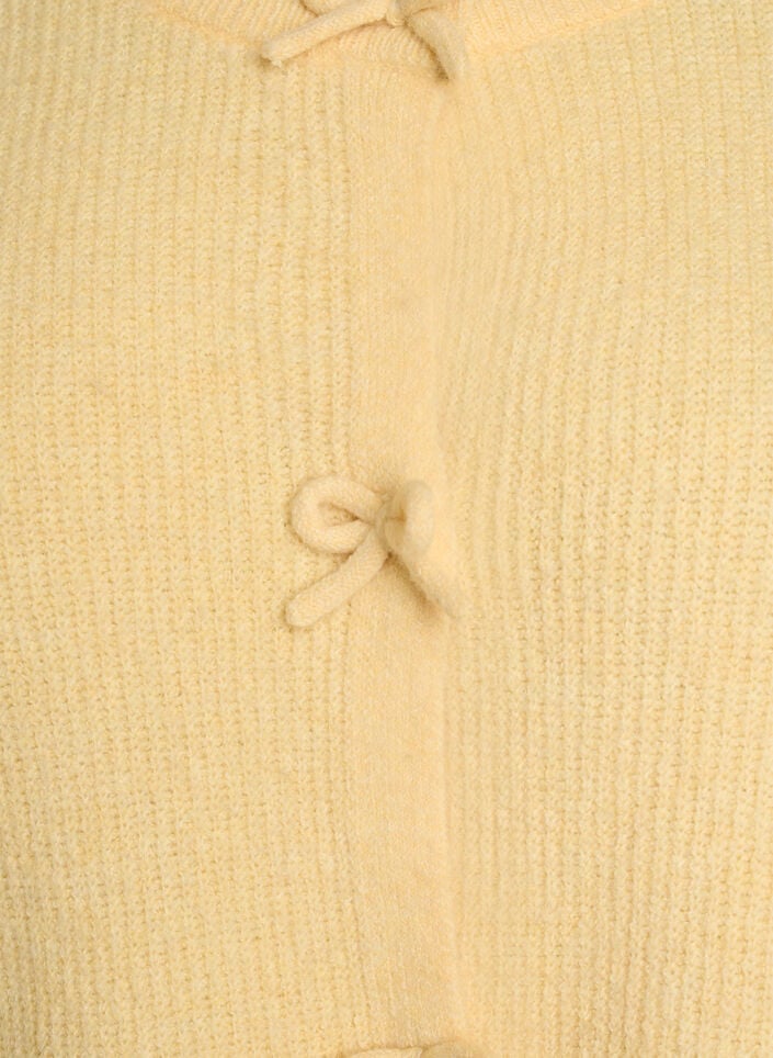 Cardigan en maille à manches courtes avec des nœuds, Jaune clair, Packshot image number 2