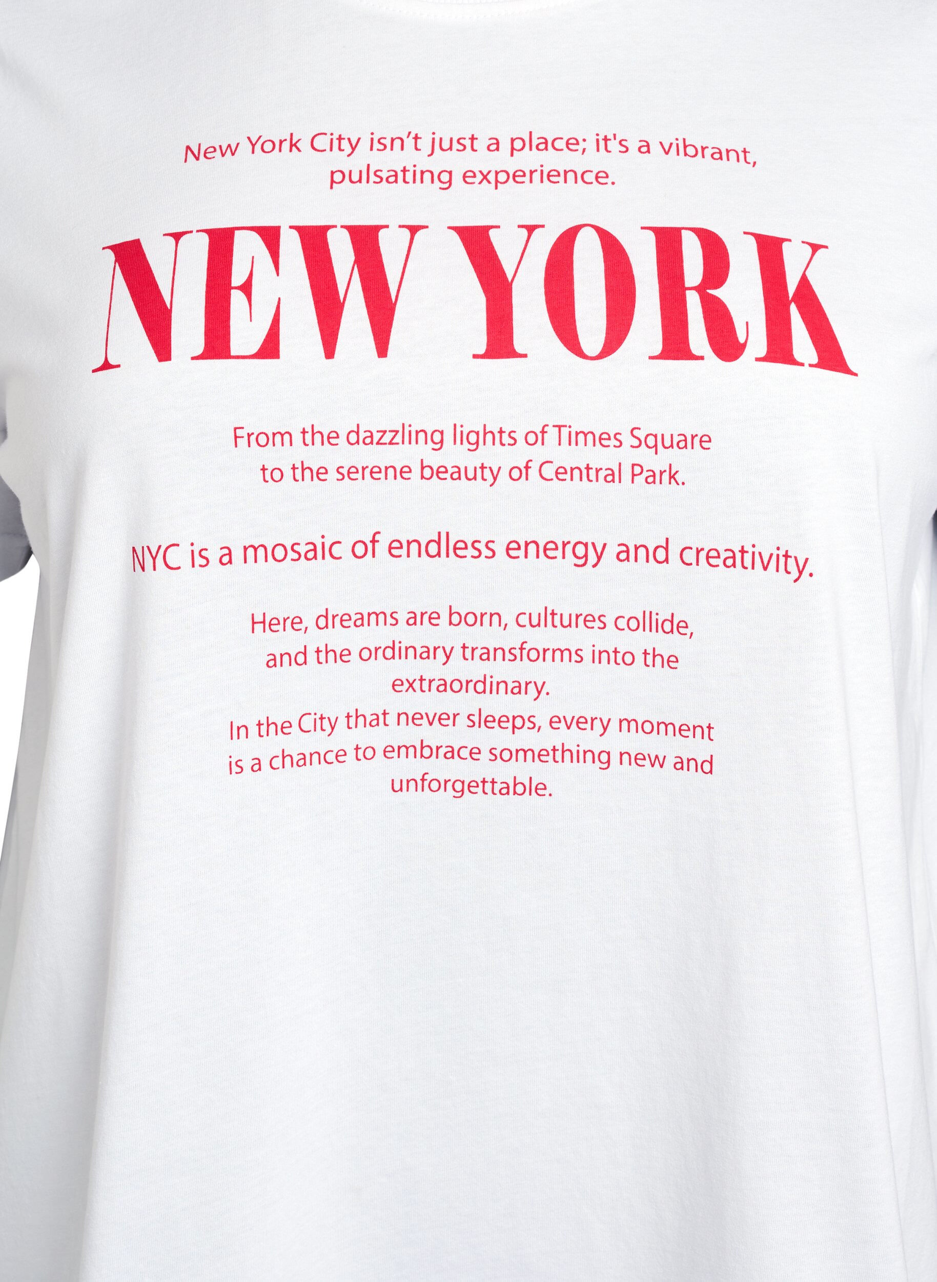 ZizziT-shirt avec imprim&eacute; de texte et col rond, Blanc, Packshot image number 2