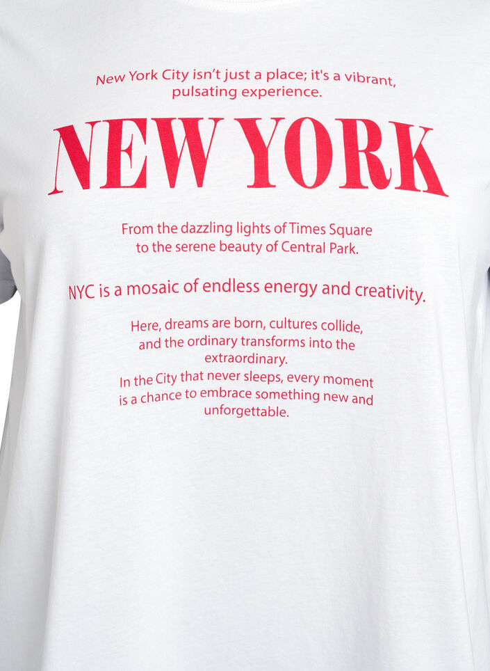 T-shirt avec imprim&eacute; de texte et col rond, Blanc, Packshot image number 2