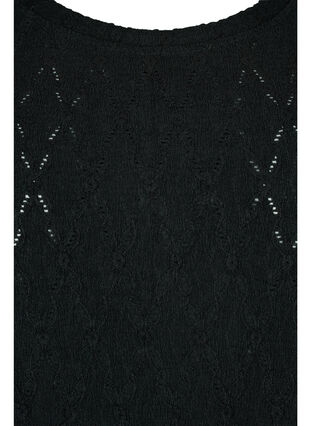 Blouse met 3/4 mouwen en gestructureerd patroon, Black, Packshot image number 2