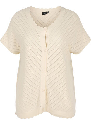 Gebreid vest met korte mouwen, Warm Off-white, Packshot image number 0
