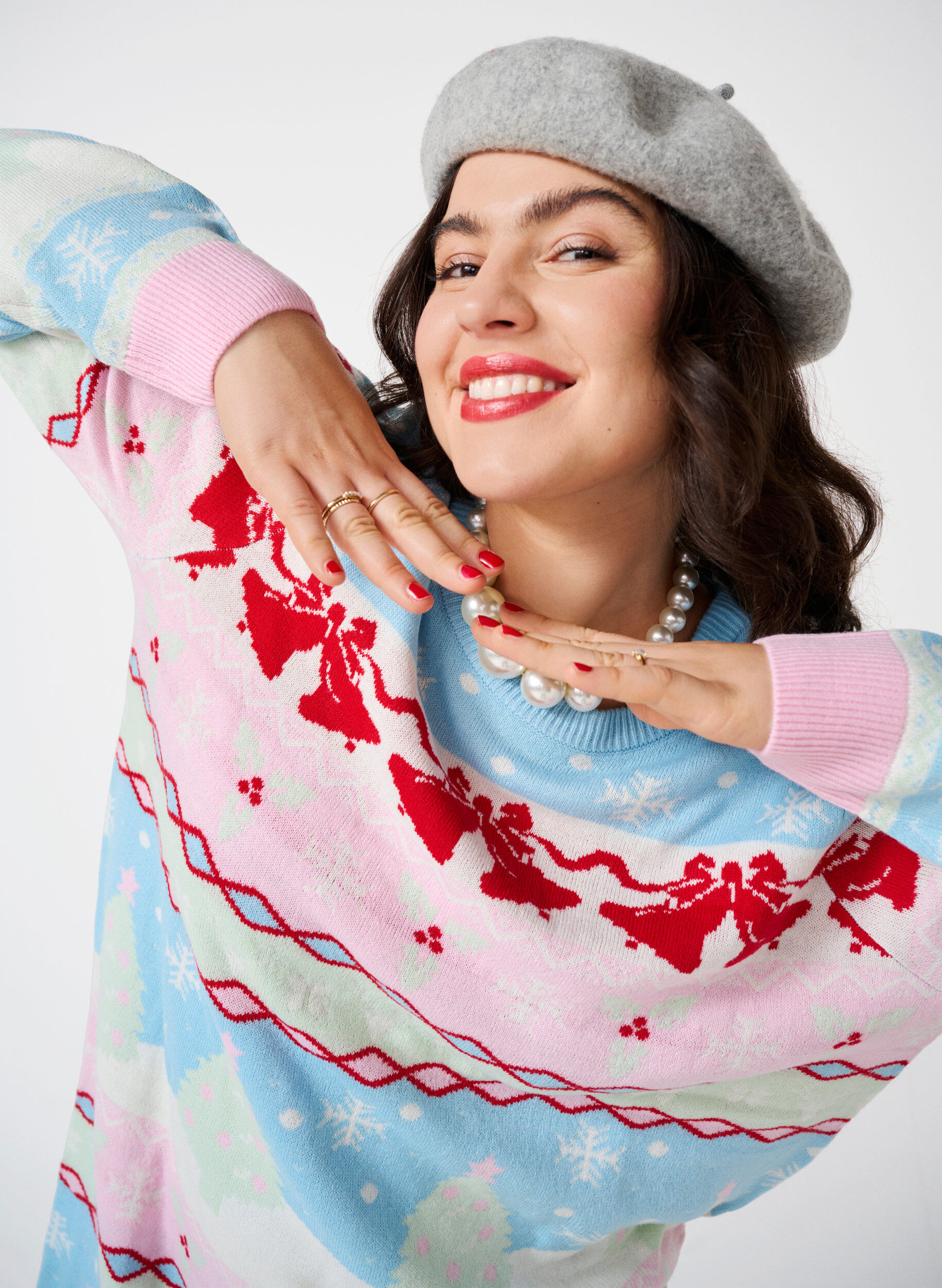 Zizzi Robes de No&euml;l en tricot, Cerulean Comb, Image image number 0