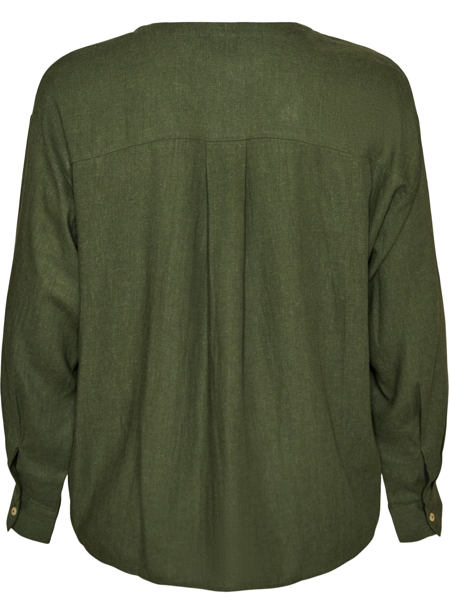 ZizziBlouse en lin et viscose avec col en V, Vert, Packshot image number 1