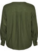 Blouse en lin et viscose avec col en V, Vert, Packshot image number 1