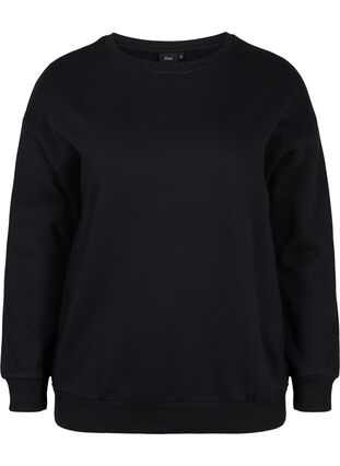 Katoenen sweatshirt met koord details, Black, Packshot image number 0