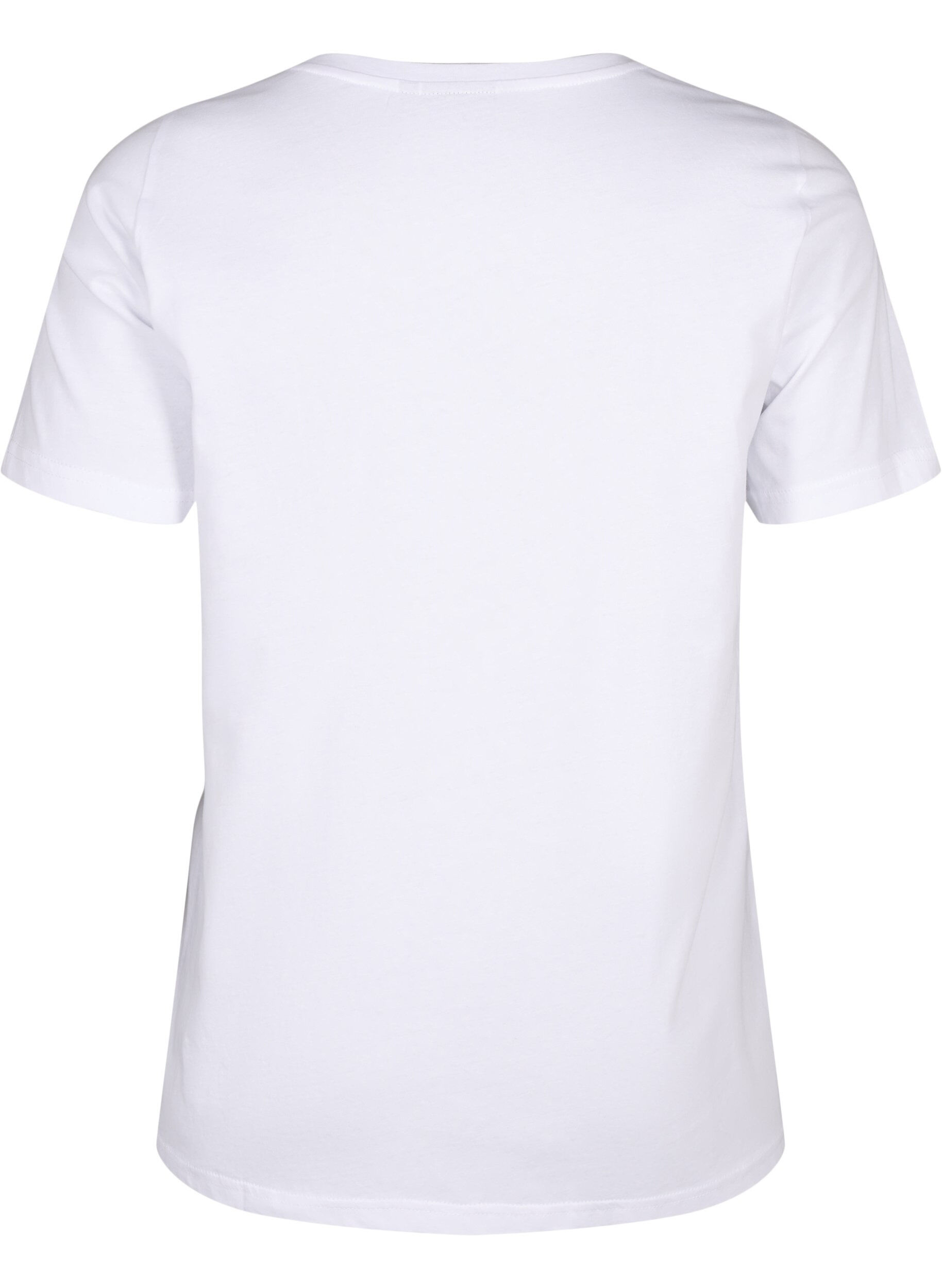 ZizziKatoenen T-shirt met tekstopdruk, B. White w. Flower, Packshot image number 1