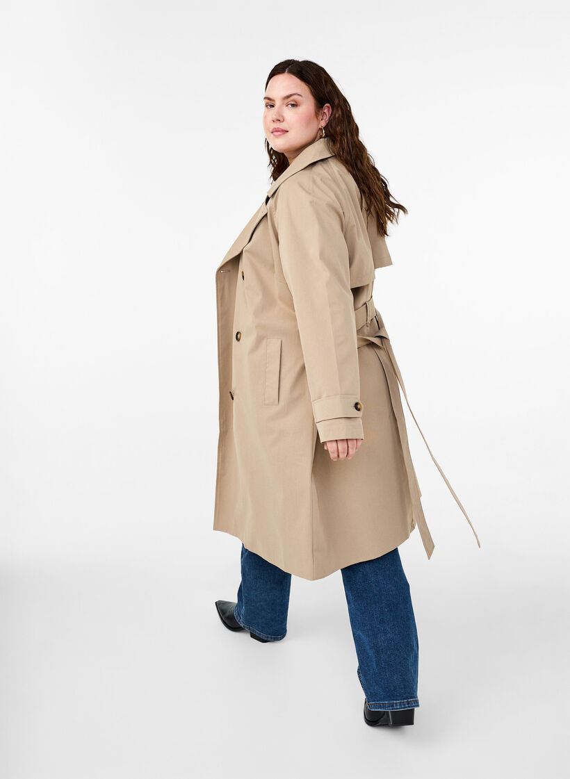 Trench coat long classique avec ceinture, Chinchilla, Model image number 2