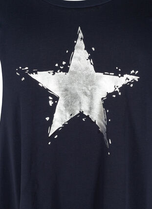 Haut en coton à manches courtes en forme trapèze , Night Sky STAR, Packshot image number 2