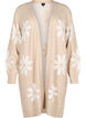Lange cardigan met bloemen breisel, Simply Taupe Comb, Packshot image number 0