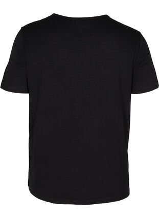 Viscose t-shirt met korte mouwen en kanten details, Black, Packshot image number 1