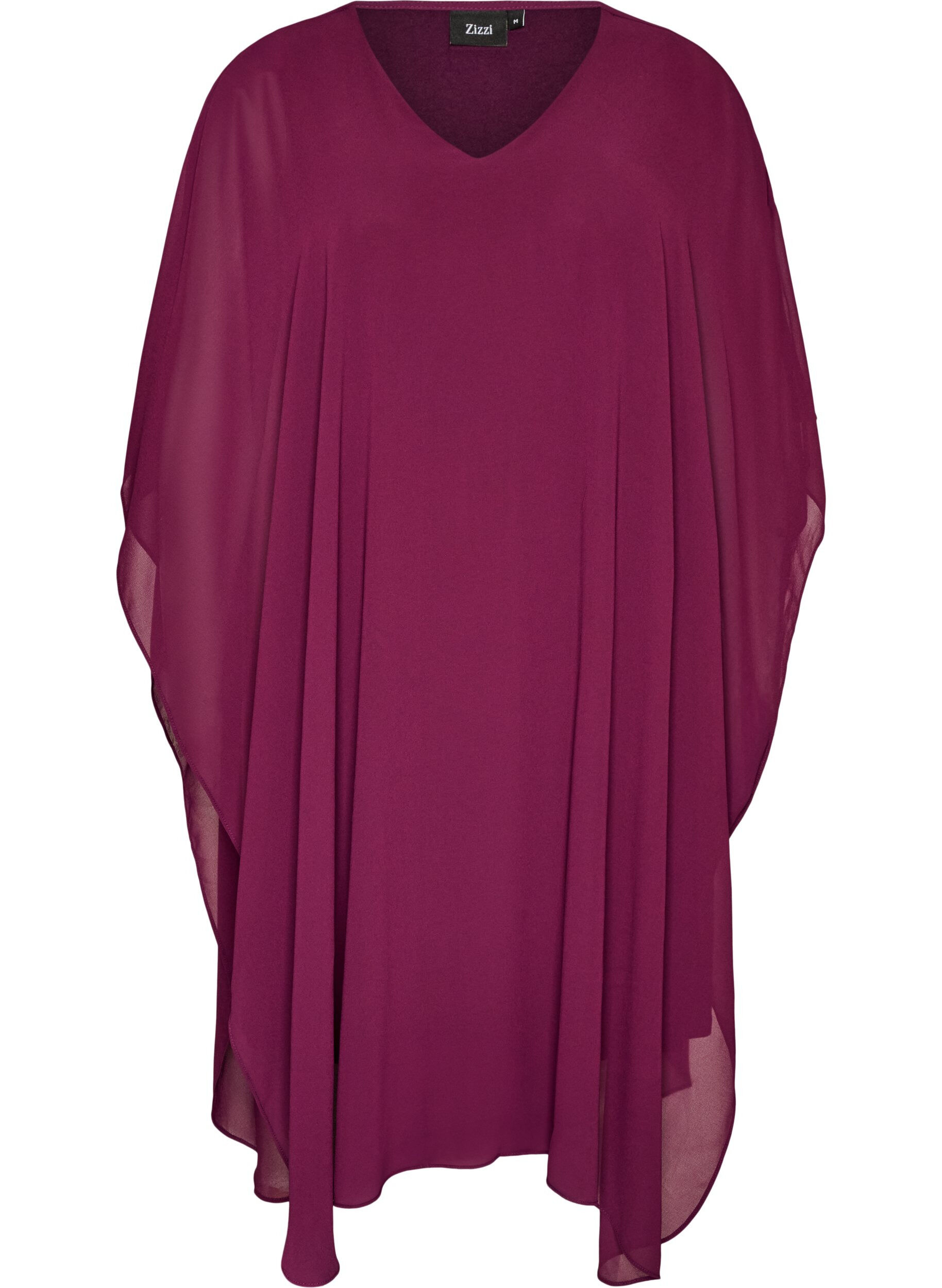 ZizziKorte chiffon jurk met V-hals, Paars, Packshot image number 0
