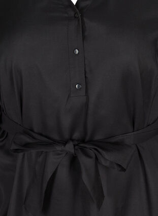 Tie waist shirt dress in viscose, Black, Packshot image number 2