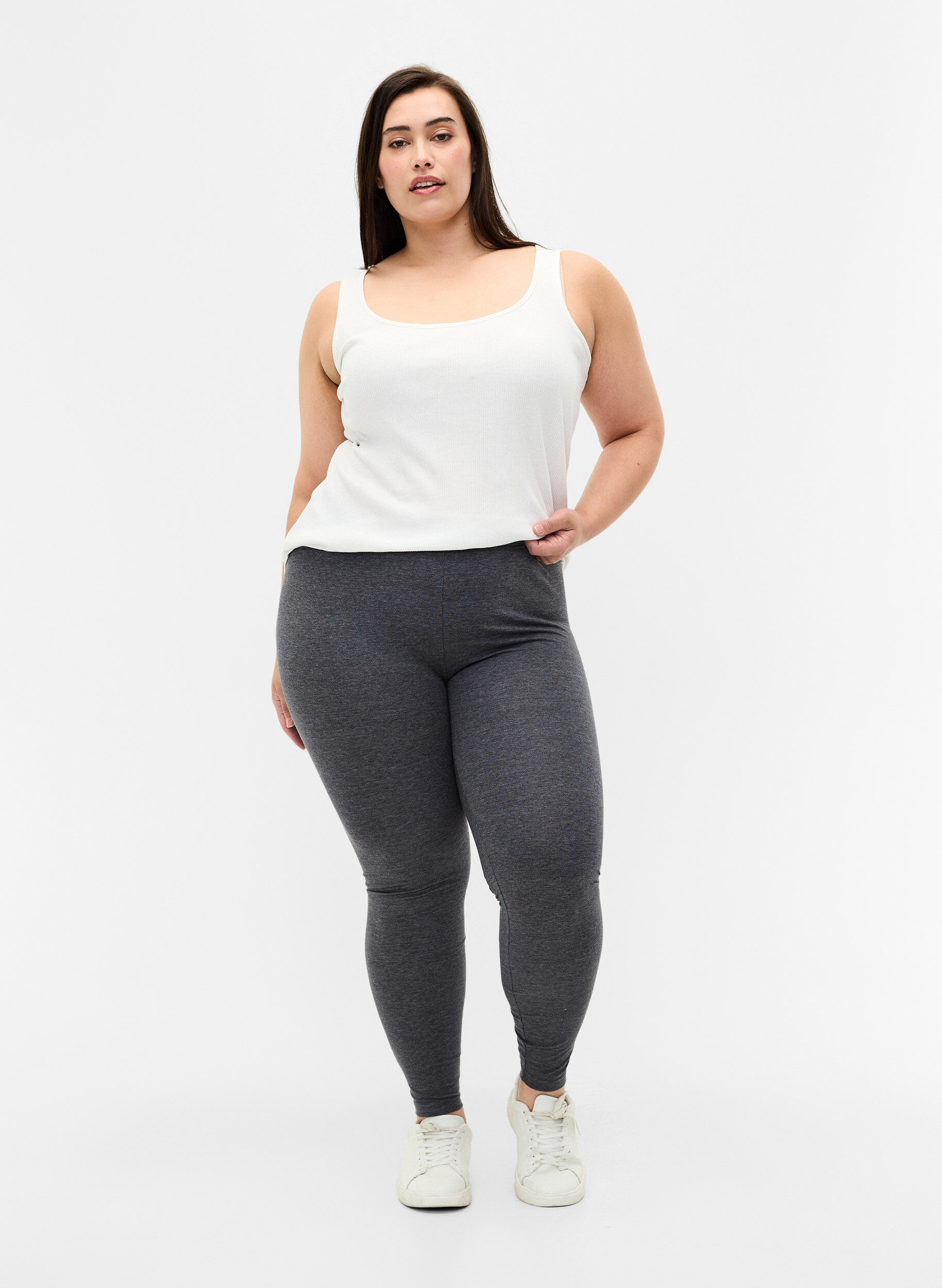 ZizziGrijs gem&ecirc;leerde legging, Dark Grey Melange, Model image number 2