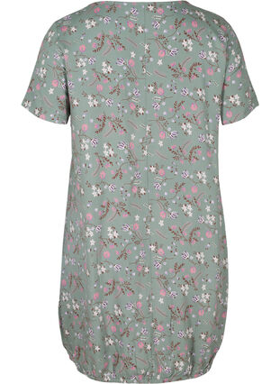 Viscose jurk met print en korte mouwen , Chinois Green Flower, Packshot image number 1