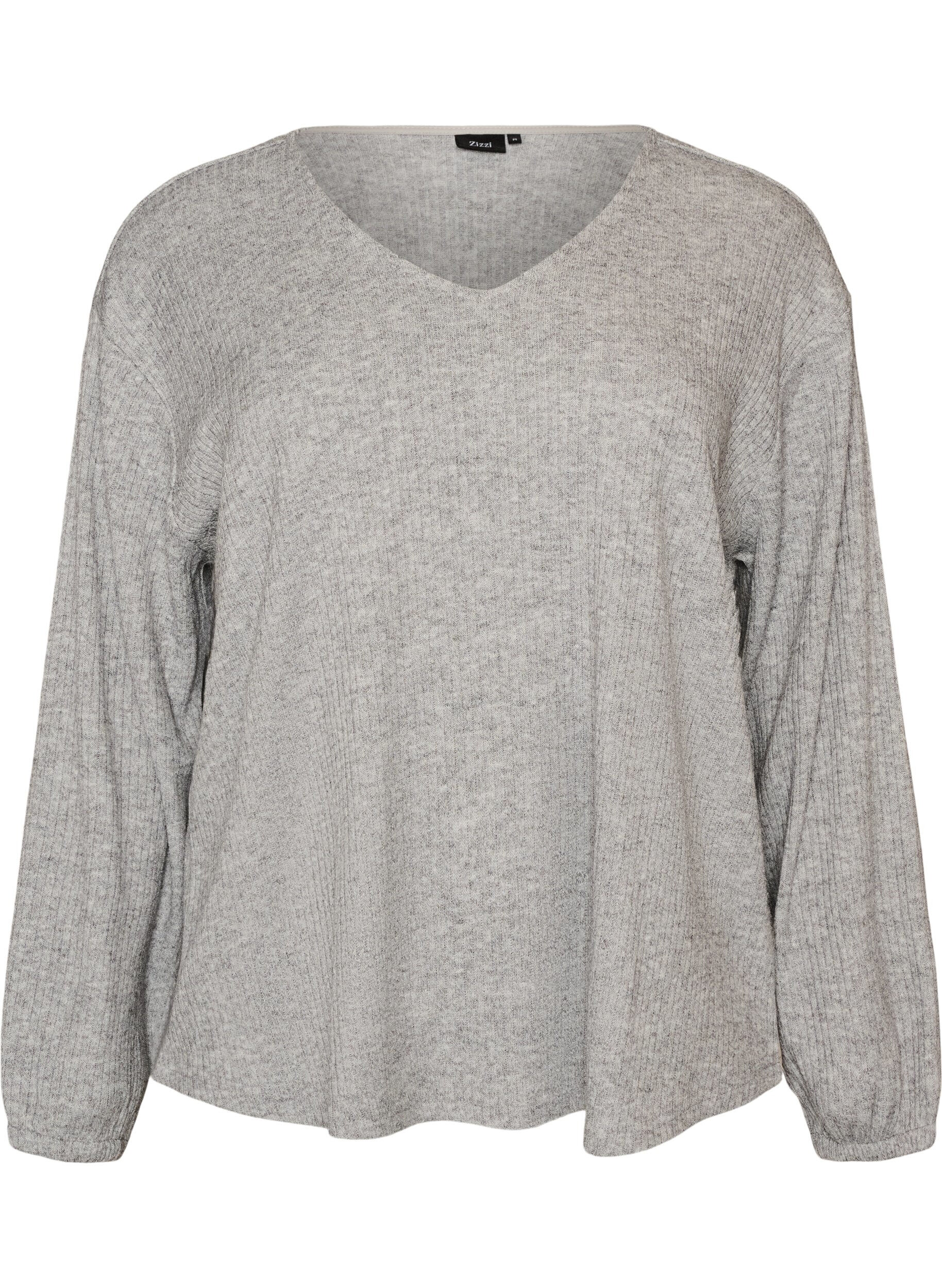 ZizziBlouse en jersey c&ocirc;tel&eacute; avec col en V, Gris, Packshot image number 0