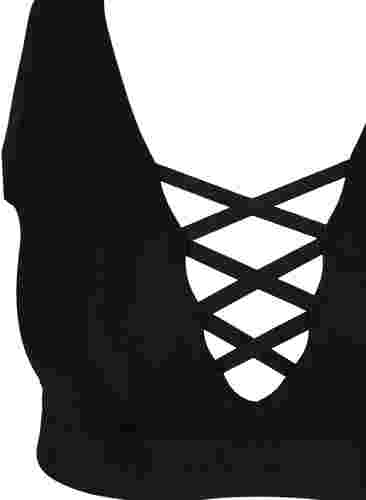 Soutien-gorge sans couture à lacets, Black, Packshot image number 2