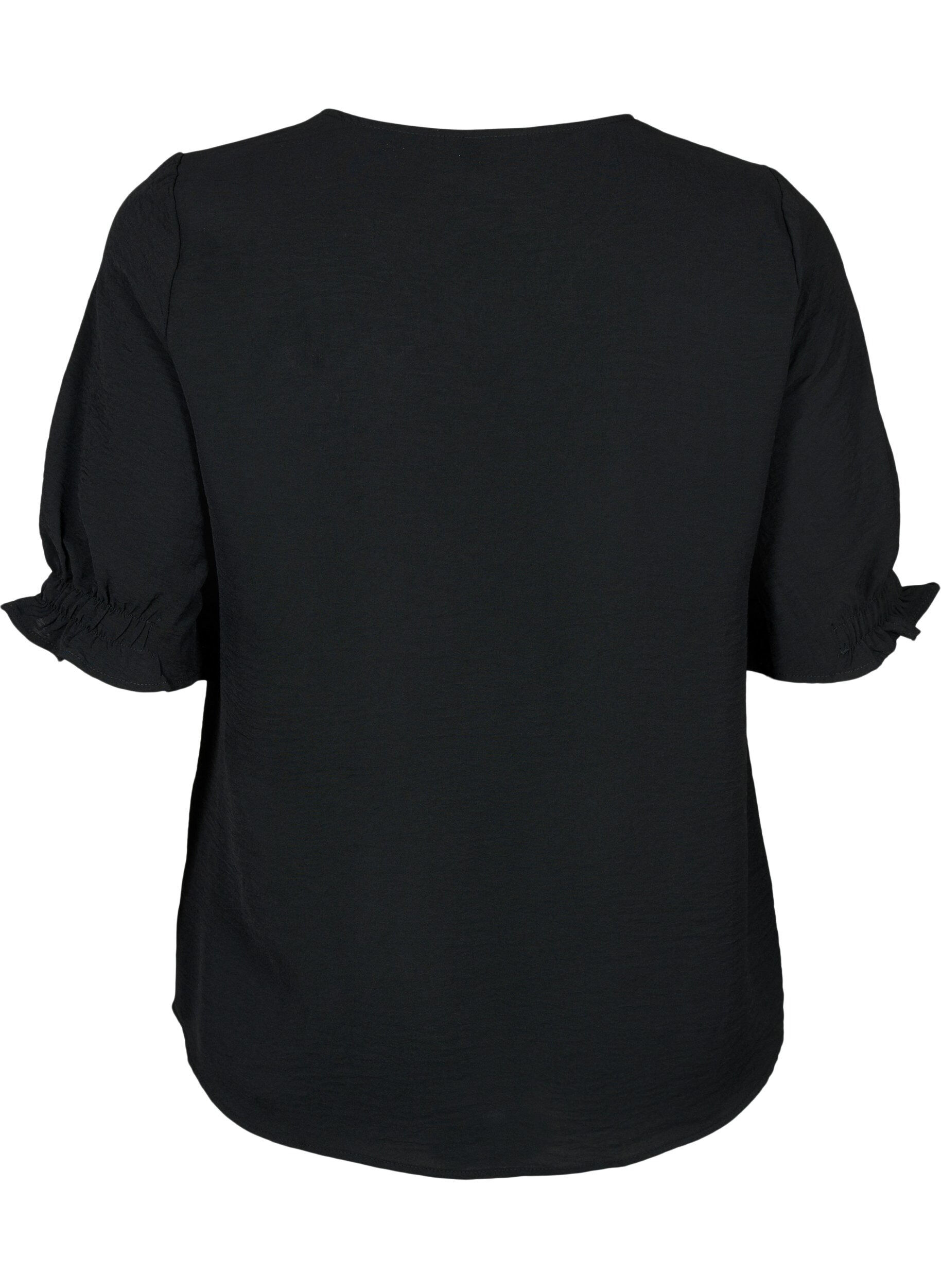 Zizzi Blouse avec col en V , Black, Packshot image number 1