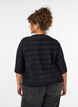 Blouse met golvende structuur en ballonvorm, Zwart, Model image number 2