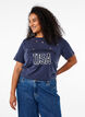 T-shirt met oogjes en print, Navy Washed , Model image number 0