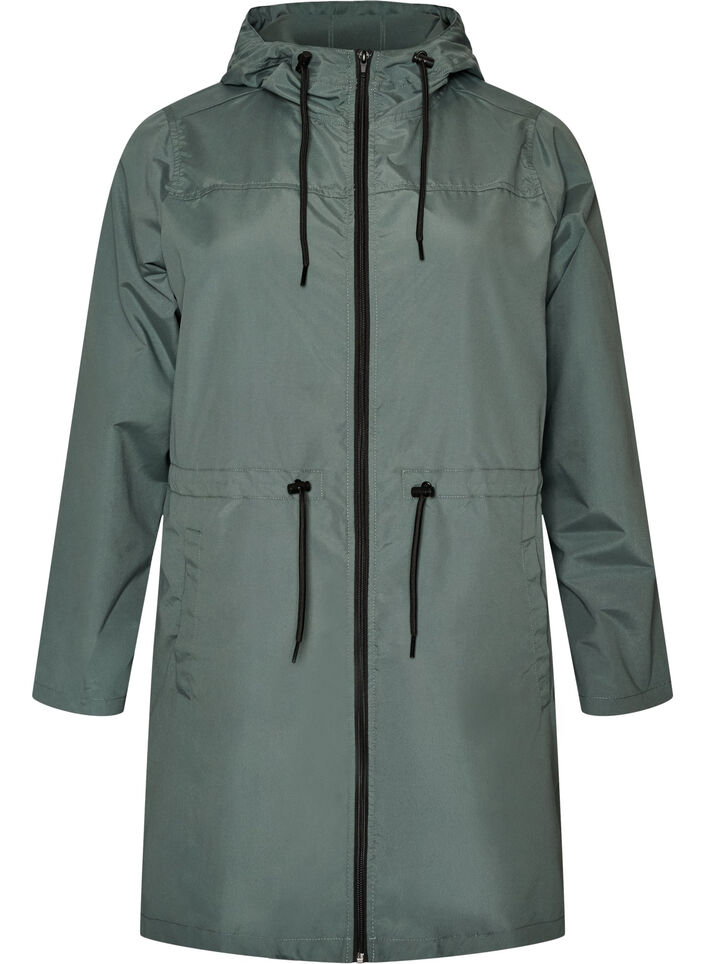 Parka l&eacute;g&egrave;re avec capuche, Vert fonc&eacute;, Packshot image number 0