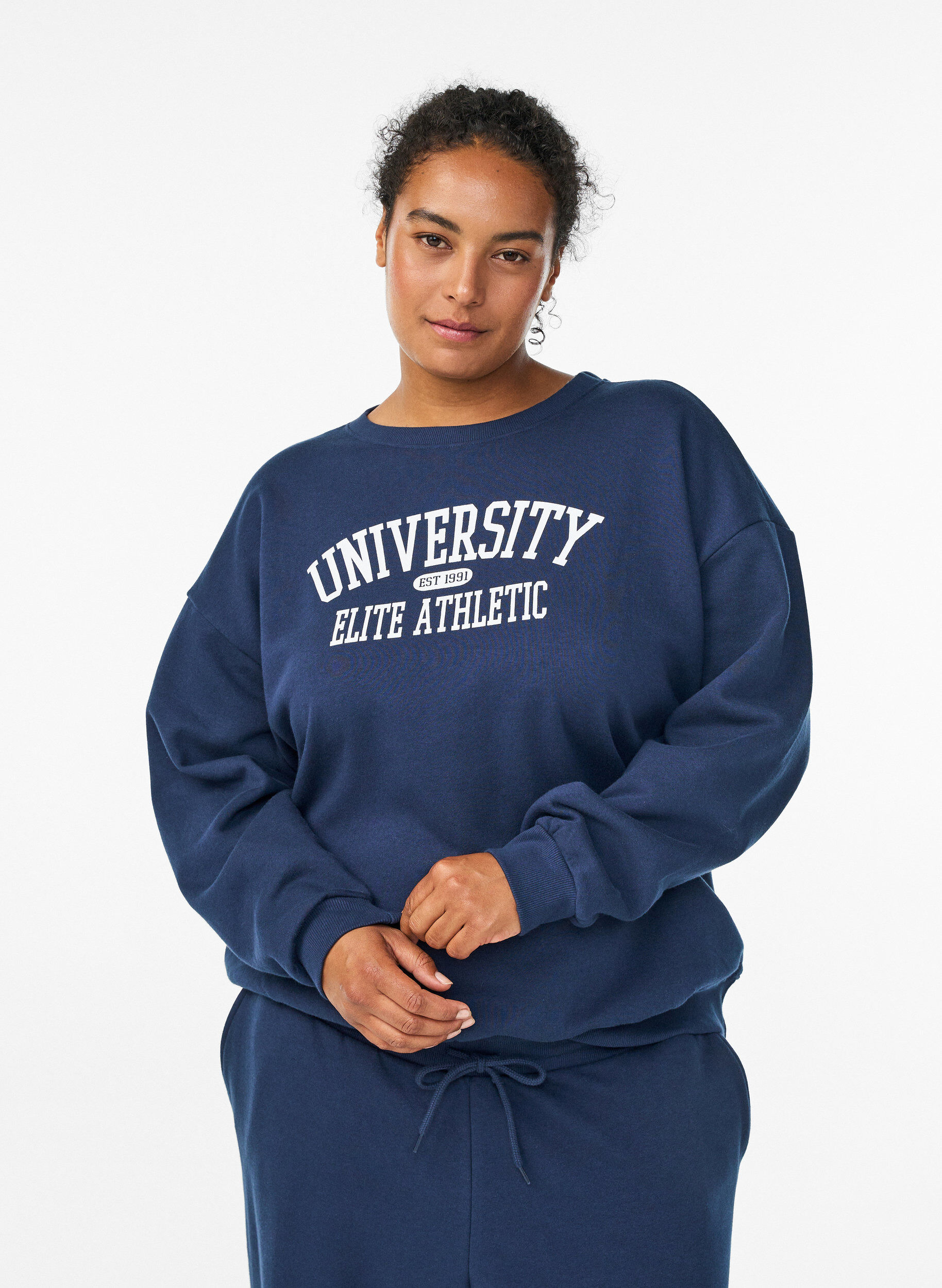 ZizziSweat-shirt avec imprim&eacute; texte, Bleu, Model image number 0