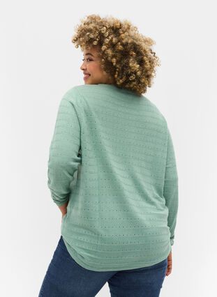 Pull en tricot avec col rond, Dusty Jade Green, Model image number 1