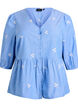 Katoenen blouse met geborduurde bloemen en knoopsluiting, Blauw, Packshot image number 0
