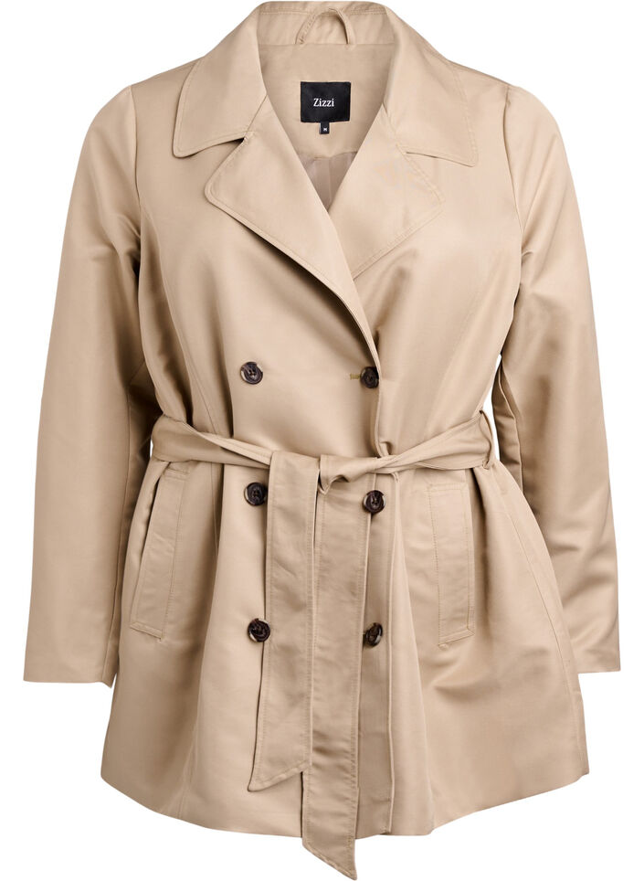 Trench court avec ceinture, Beige, Packshot image number 0