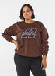 Sweatshirt met geborduurde tekst, Bruin, Model image number 0