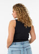 Katoenen ribtop met hoge hals, Zwart, Model image number 2