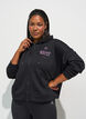 Hoodie met ritssluiting en borstprint, Zwart, Model image number 0