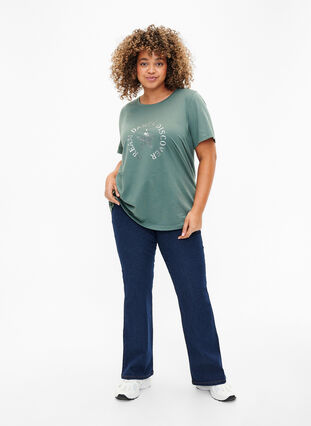 FLASH – T-shirt imprimé, Balsam Green Star, Model image number 2