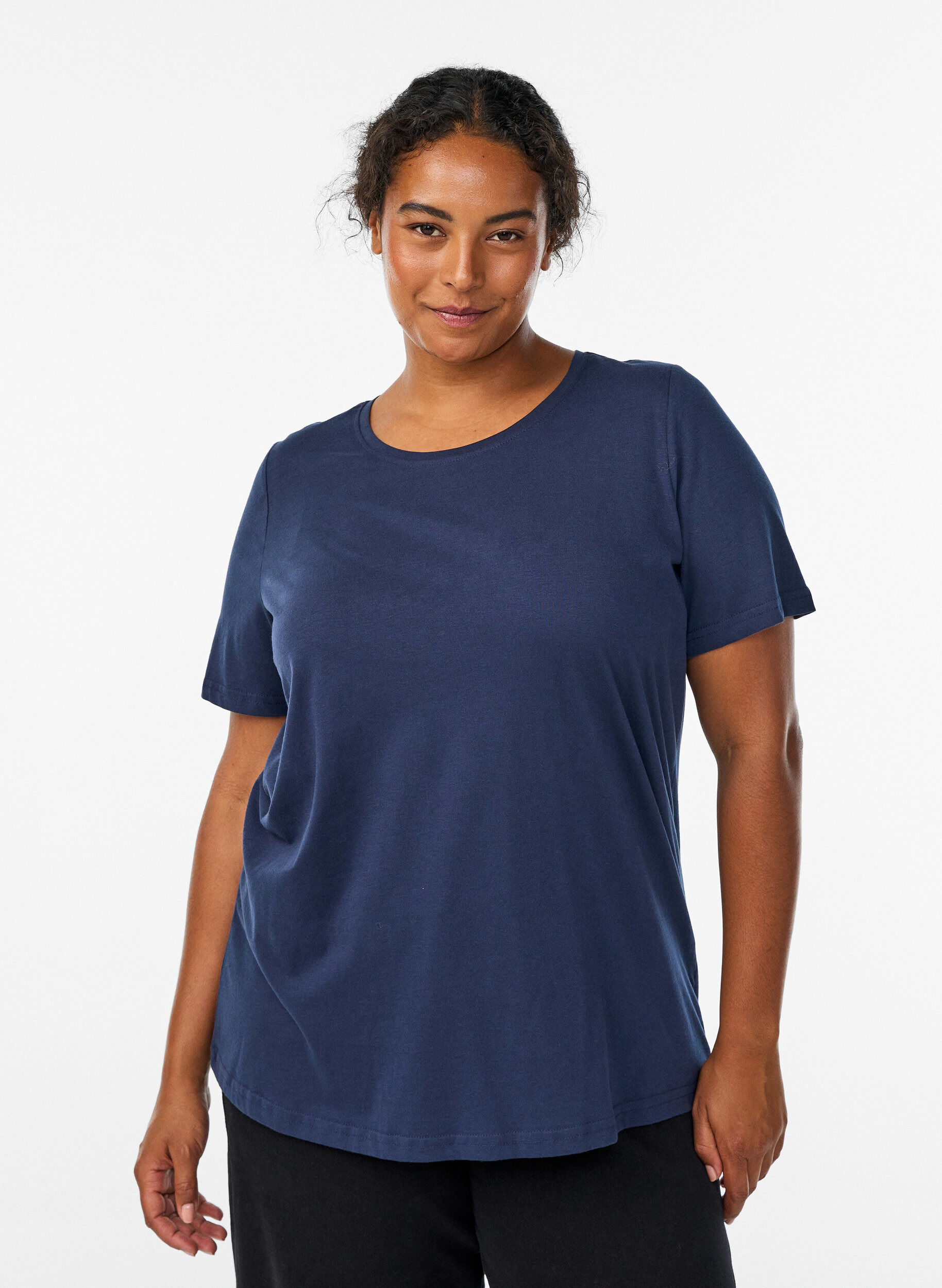 T-shirt met print, Blauw, Model