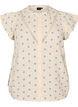 Mouwloze blouse met gehaakte afwerking en ruchesdetails, Beige, Packshot image number 0