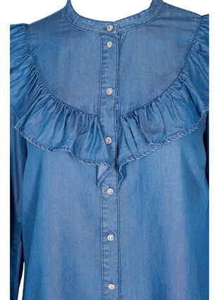 Overhemd met lange mouwen en ruches van lyocell (TENCEL™), Blue denim, Packshot image number 2