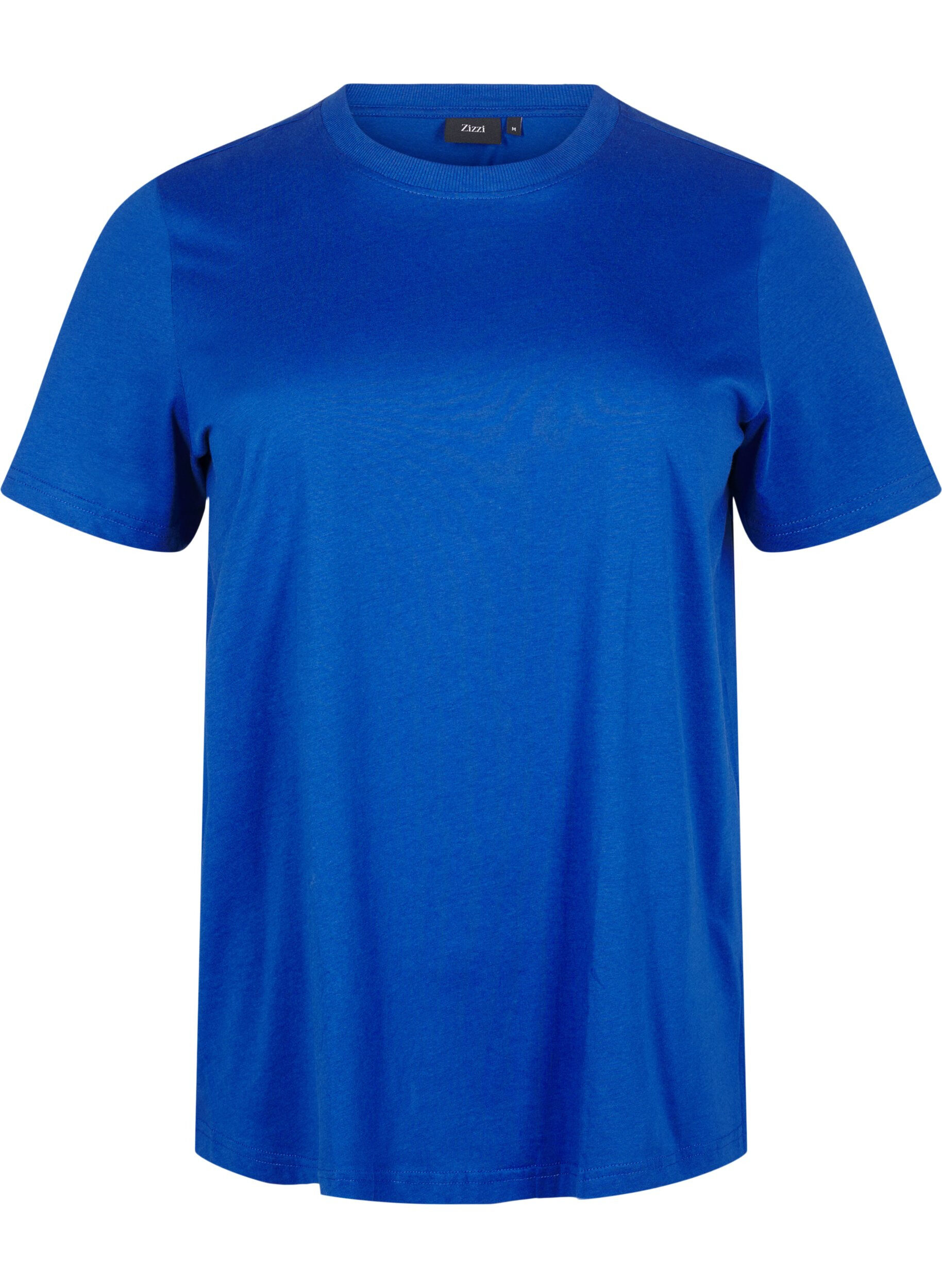 ZizziBasic katoenen T-shirt met ronde hals, Blauw, Packshot image number 0