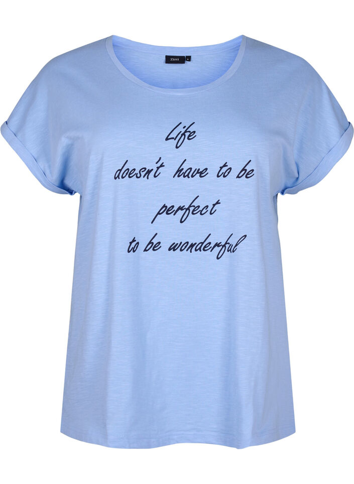 Bedrukt T-shirt van biologisch katoen, Serenityw.Navy Print, Packshot image number 0