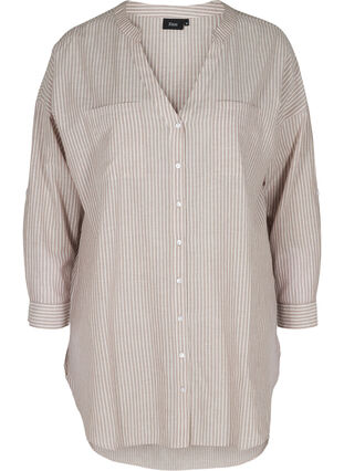 Gestreepte blouse in 100% katoen, Quail Stripe, Packshot image number 0