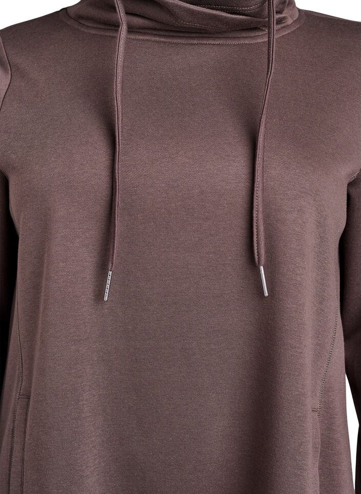 Robe sweat-shirt courte &agrave; col montant et poches, Marron, Packshot image number 2