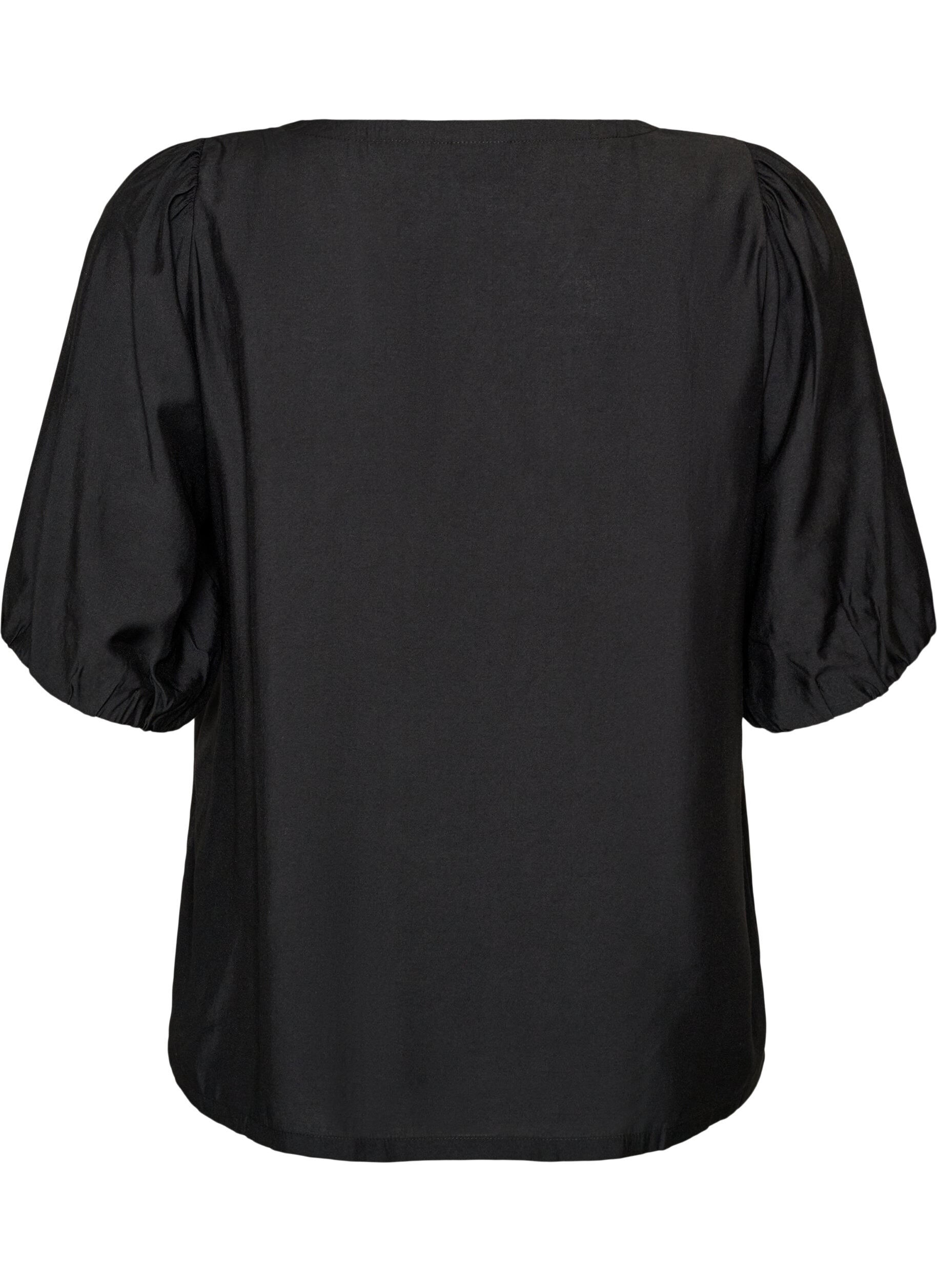 ZizziBlouse en viscose avec col en V, Noir, Packshot image number 1